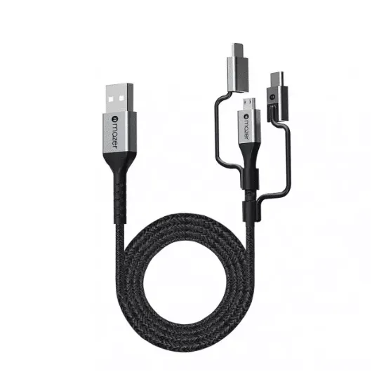 Ảnh của   Dây cáp Mazer 3in1 USB to Lightning / Micro /USB-C 1.0M/3.1A Fast Charging Cable-Black
