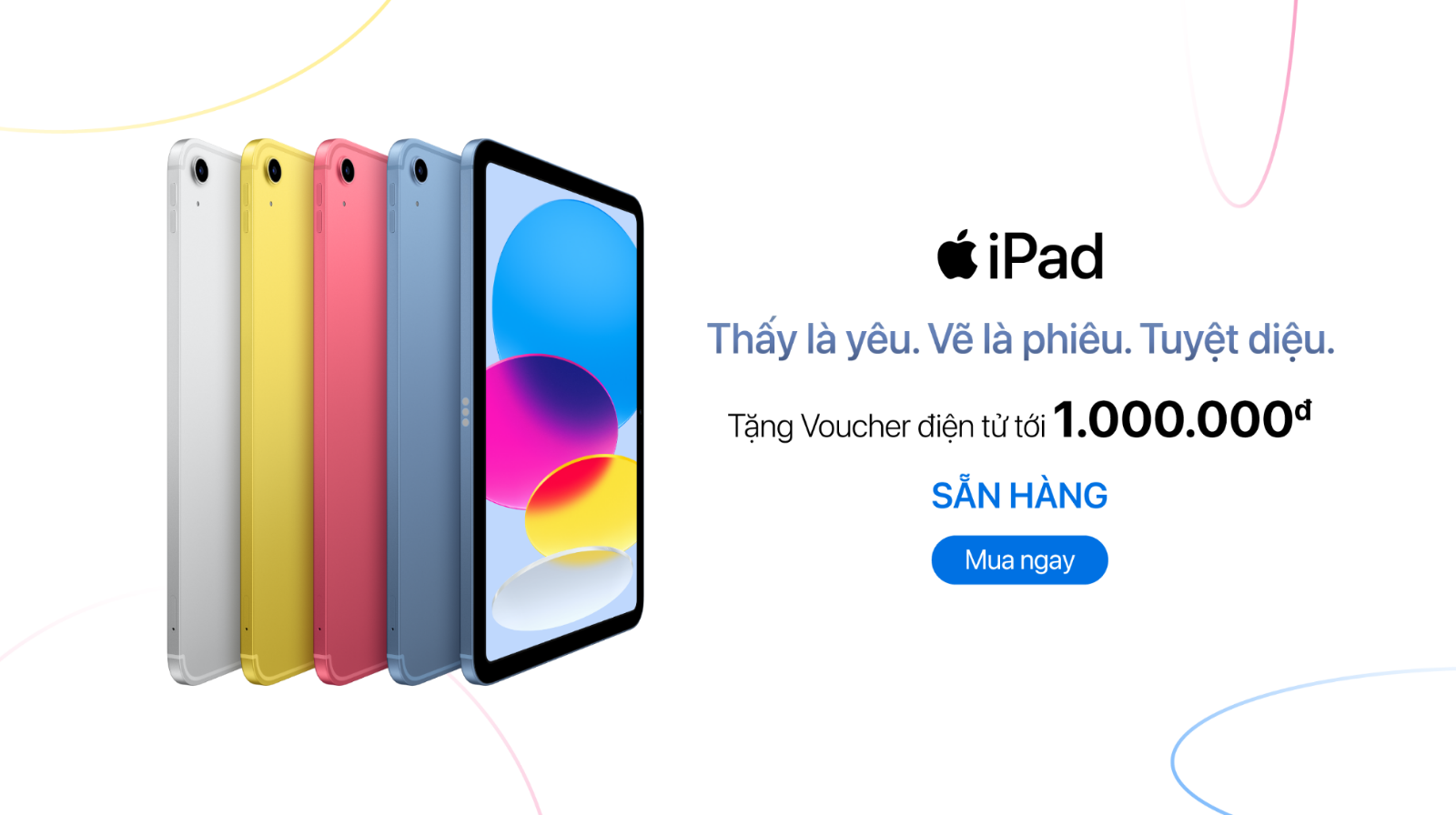 Hình ảnh cho danh mục iPad gen 10 sẵn hàng tại ShopDunk. Mua ngay, ưu đãi 1 triệu đồng qua thẻ Napas