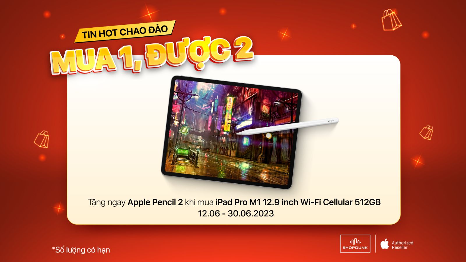 Hình ảnh cho danh mục [TIN HOT] MUA 1 ĐƯỢC 2: TẬU IPAD, TẶNG NGAY APPLE PENCIL
