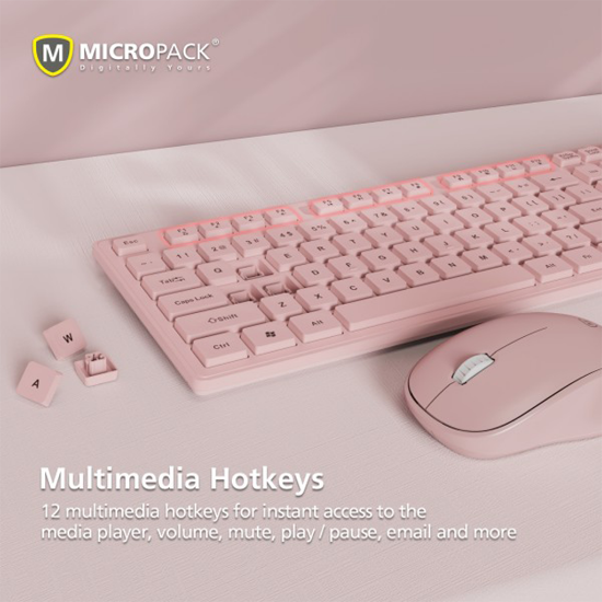 Ảnh của Bộ bàn phím chuột không dây MicroPack iFREE LITE 2 USB Wireless Mouse and Keyboard Combo KM-237W - Pink