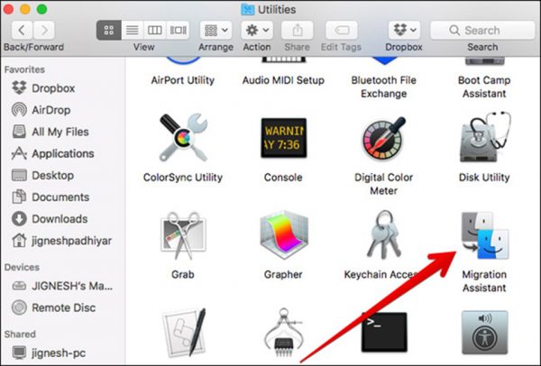 Click vào Migration Assistant → Nhấp Continue. Click vào Migration Assistant → Nhấp Continue.
