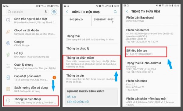 Cài đặt -> Thông tin điện thoại -> Thông tin phần mềm -> Số hiệu bản tạo (7 lần) Cài đặt -> Thông tin điện thoại -> Thông tin phần mềm -> Số hiệu bản tạo (7 lần)