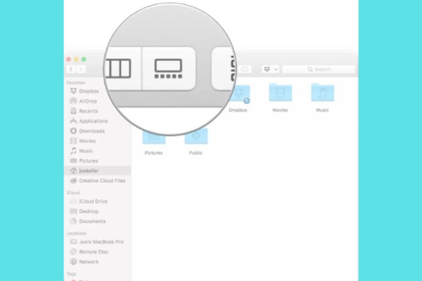 Bên phải cửa sổ Finder chọn Gallery View