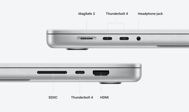 Cổng kết nối của macbook pro m2 14 inch m2 pro 16gb 512gb