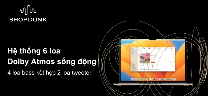 Hệ thống 6 loa của macbook air 15 inch