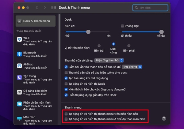 Làm hiện thanh menu Dock trên màn hình chính của máy