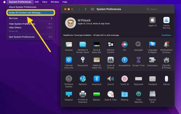 Nhấn chọn “Erase All Contents and Settings