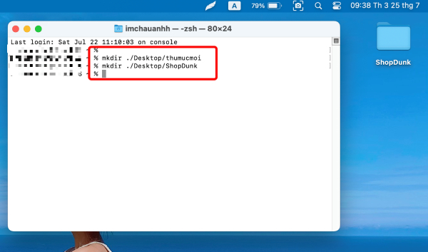 Thư mục ShopDunk được tạo mới nằm ở màn hình Desktop