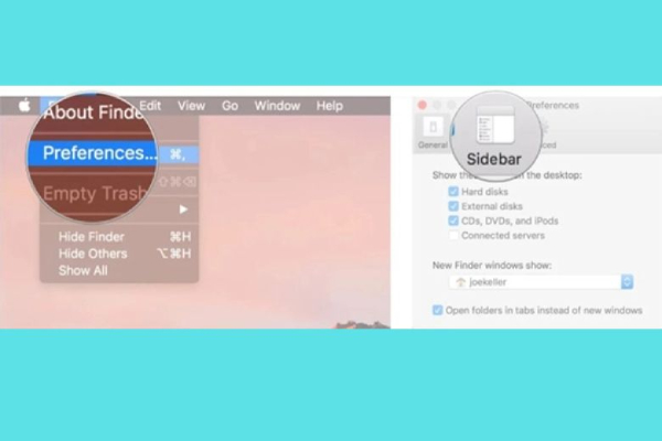 Tìm và chọn mục Sidebar