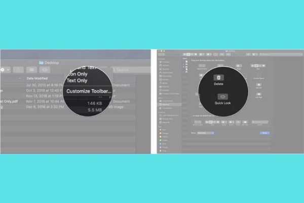 Tìm và nhấn chọn mục Customize Toolbar