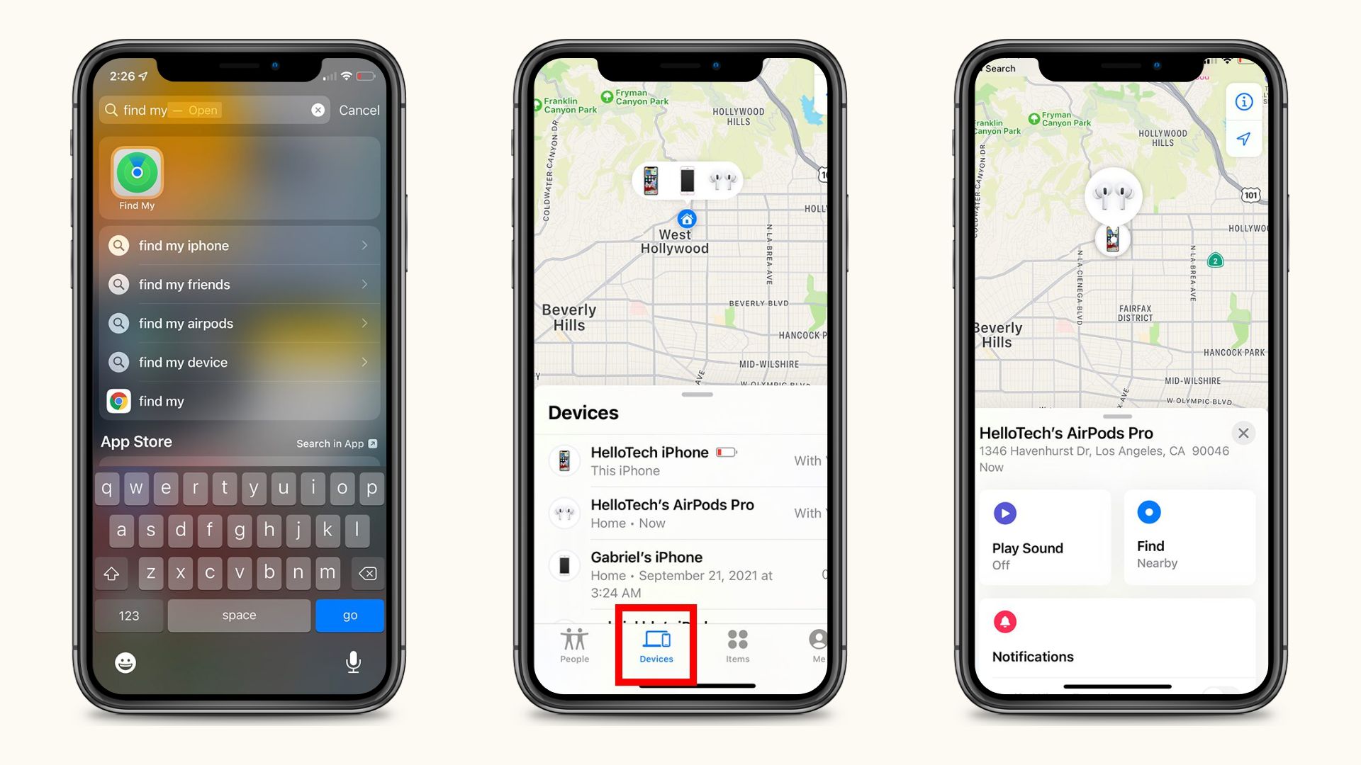 Xác định địa điểm gần nhất mà AirPods kết nối với thiết bị