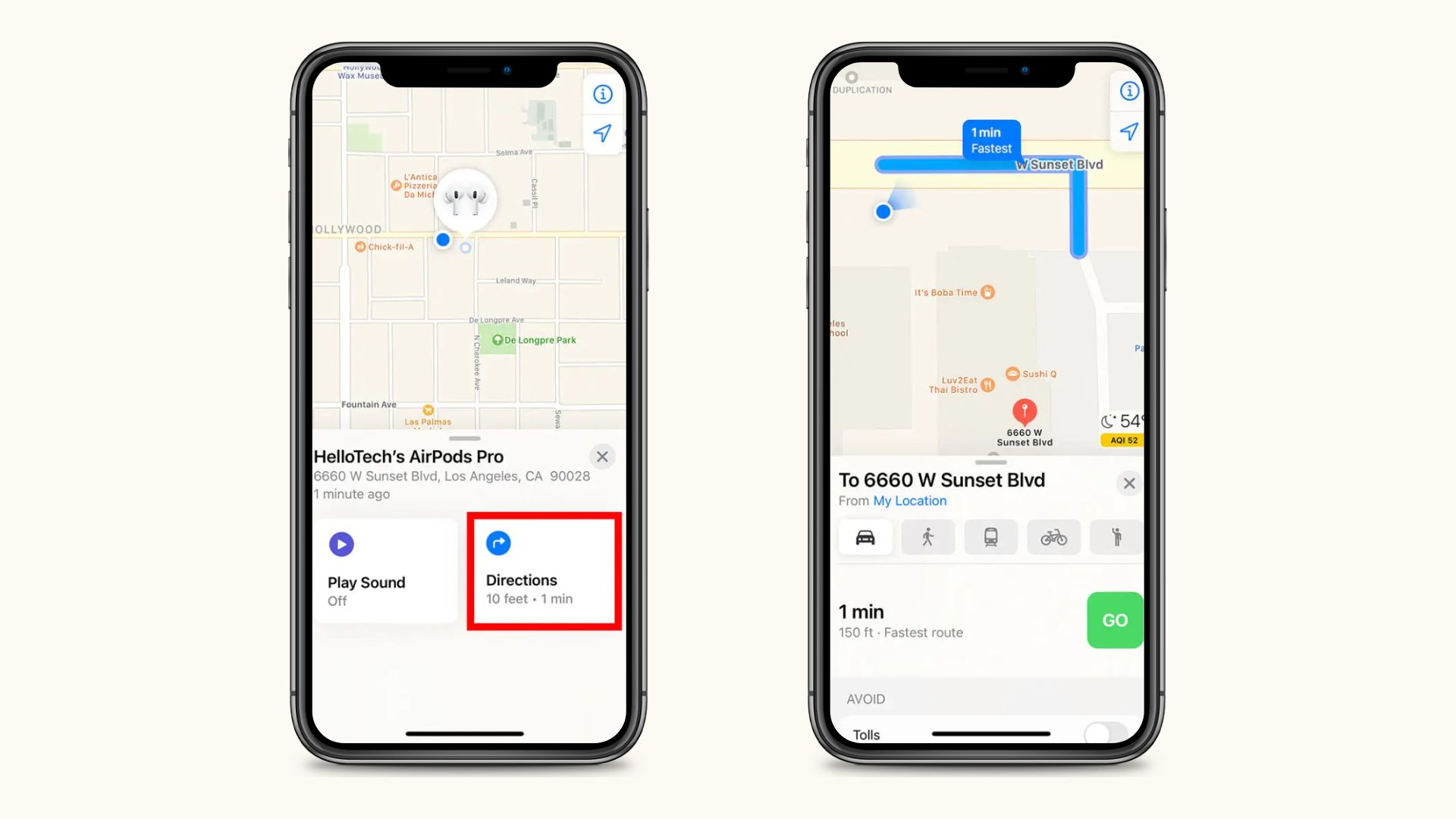 Chức năng Chỉ đường để tìm kiếm AirPods nếu bạn đang ở xa