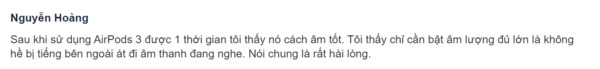 Sự hài lòng về khả năng cách âm