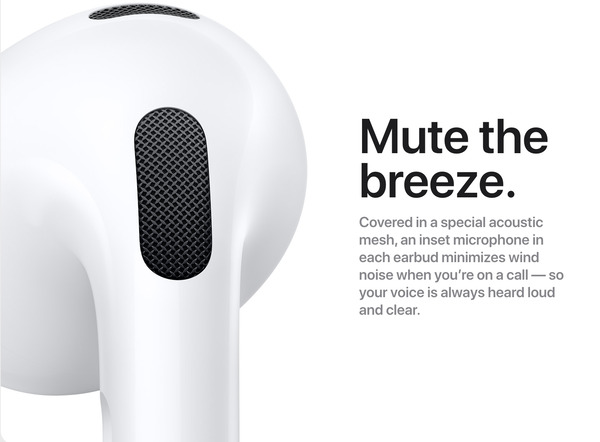 Micro AirPods 3 có khả năng lọc tạp âm tối ưu