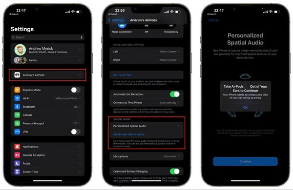 bật/ tắt âm thanh không gian cá nhân hóa trên iOS 16