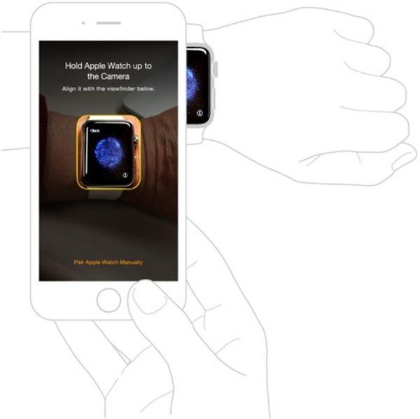 Đưa ống kính camera iPhone vào mặt đồng hồ để hai thiết bị nhận diện nhau
