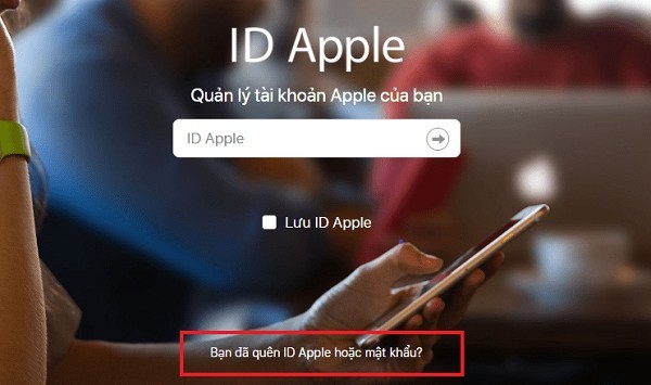 chọn "Bạn đã quên ID hoặc mật khẩu"