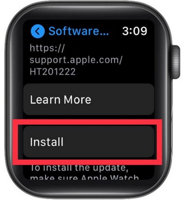 "Install" để thực hiện cập nhật phiên bản phần mềm