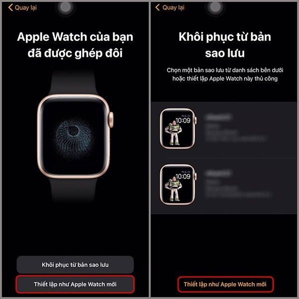 Thiết lập như Apple Watch mới