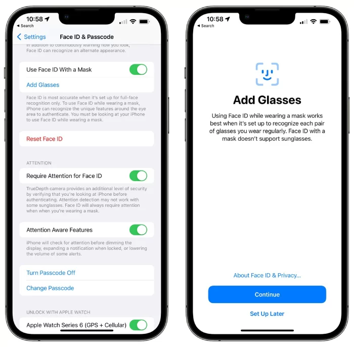 Face ID mới trên iPhone 14 hứa hẹn nhiều đột phá bất ngờ 4 Bật thêm chế độ Add Glasses nếu sử dụng kính thường xuyên