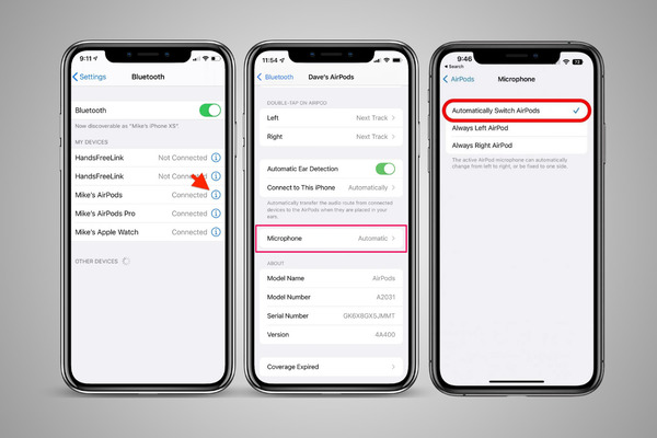 cài đặt lại vị trí micro trên AirPods 3