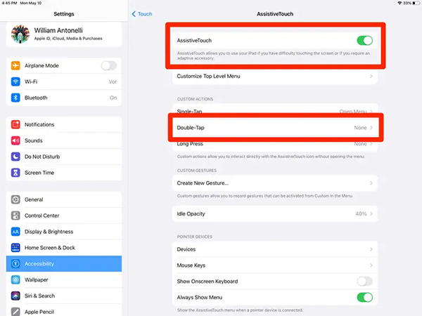 Chụp màn hình iPad Gen 10 bằng nút Home ảo 
