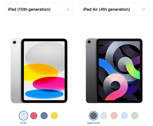 So sánh iPad Air 4 và iPad Gen 10
