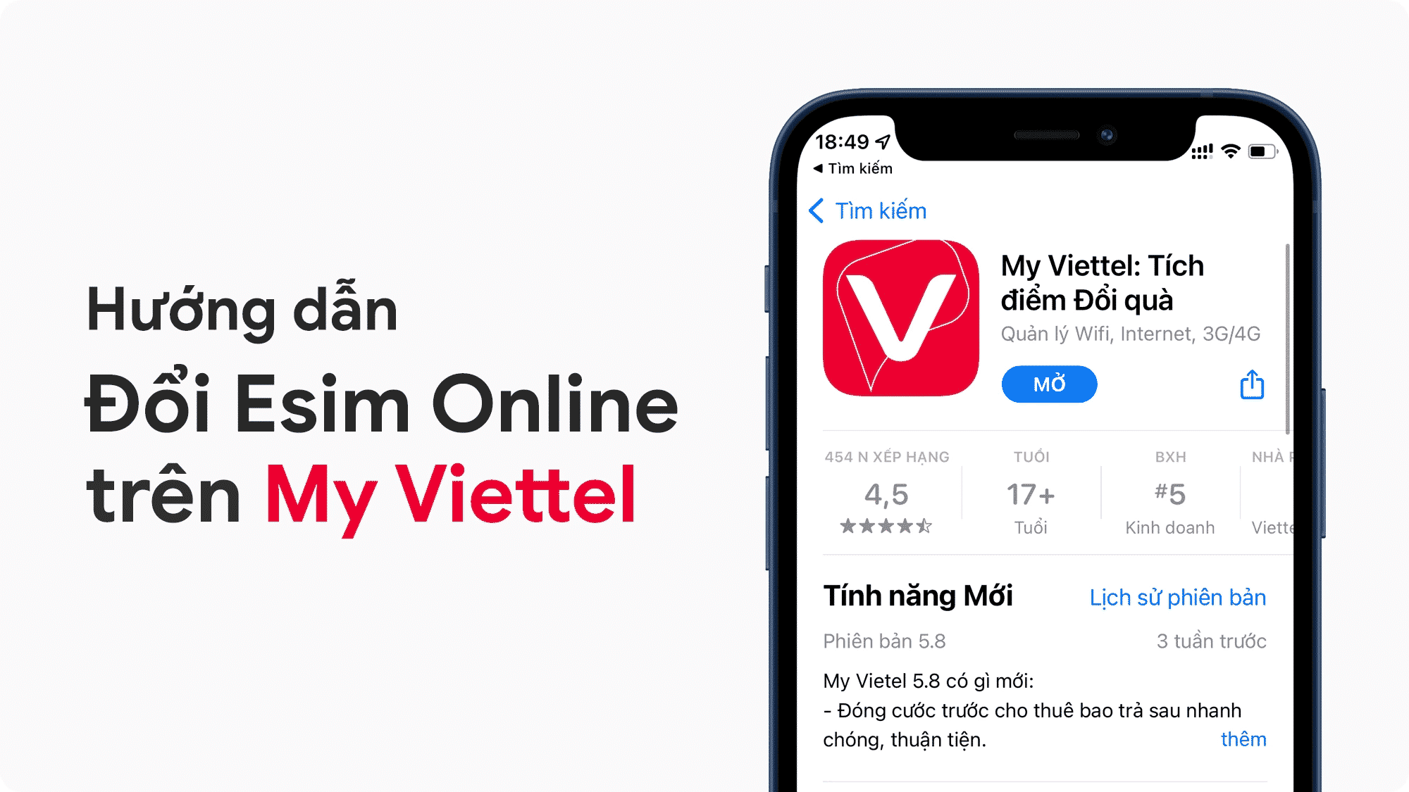 Kích hoạt eSIM cho các số thuê bao Viettel rất đơn giản chỉ với 5 bước tại nhà