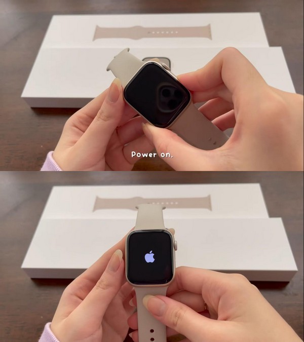 giữ nút sườn cho đến khi xuất hiện logo Apple