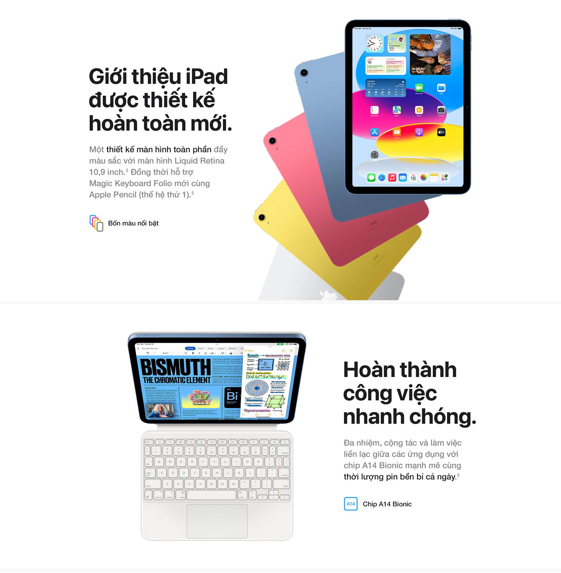 iPad thế hệ 10 có thiết kế viền mỏng hơn và chip Apple A14 mạnh mẽ