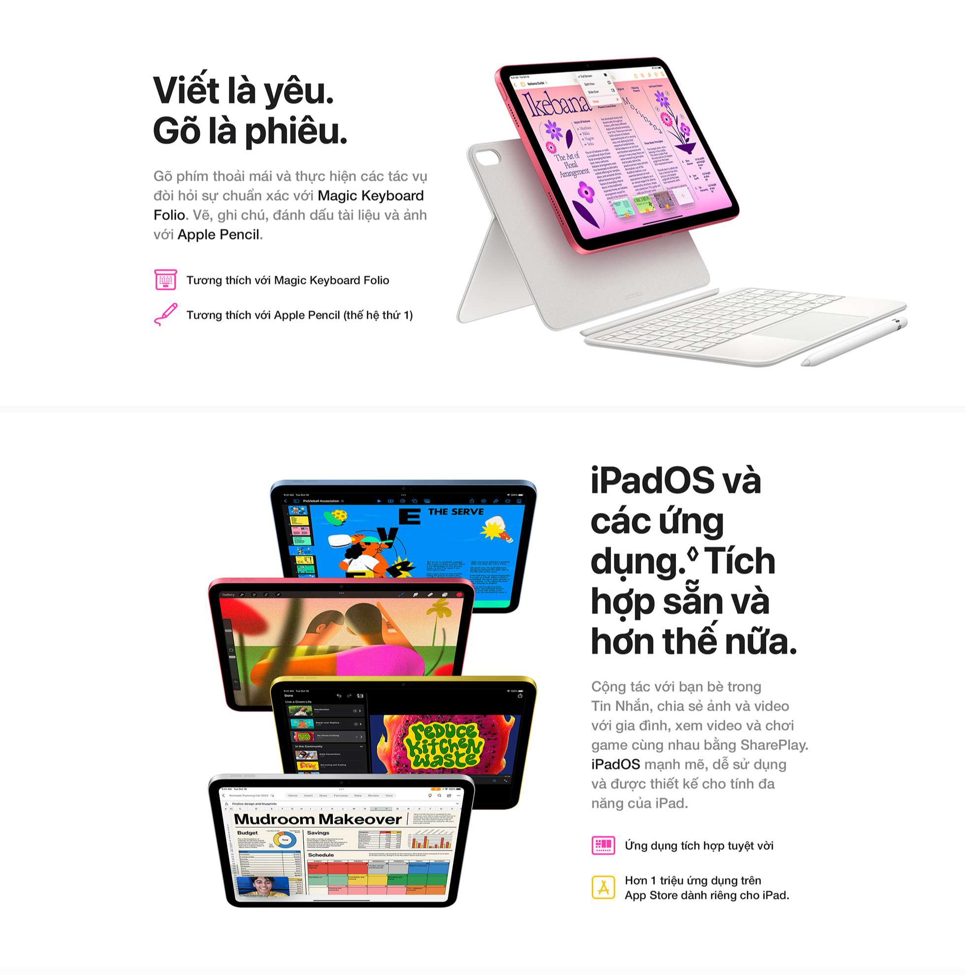 Kho ứng dụng của iPad gen 10 đầy đủ kèm phụ kiện bút và bàn phím rời