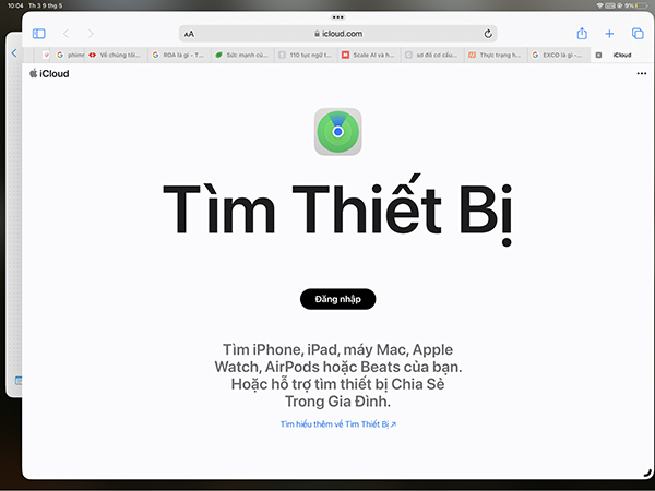 Tính năng tìm kiếm thiết bị iPad