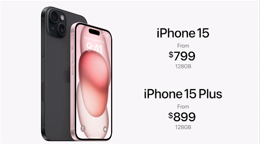Mức giá khởi điểm iPhone 15 thấp hơn $100 so với iPhone 14 Plus