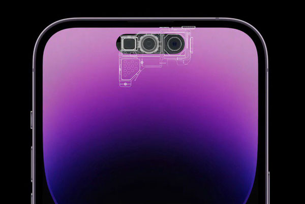 Camera trước của iPhone 15 và iPhone 15 Pro được tích hợp bên trong khu vực Dynamic Island