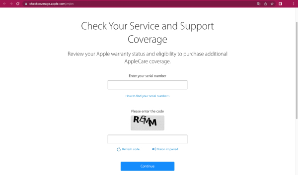 Check serial Macbook