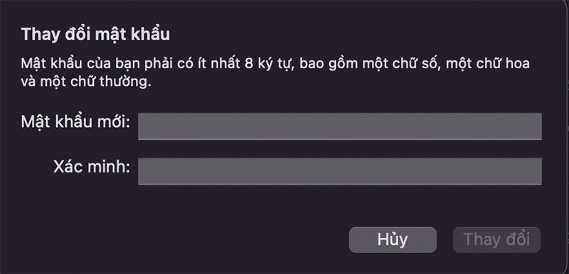 Tiến hành đổi mật khẩu MacBook M2
