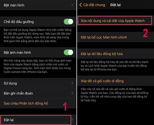 reset Apple Watch Series 8 thông qua iPhone/iPad