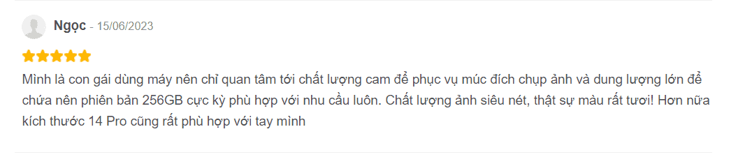 Nhận xét của bạn Ngọc về camera iPhone 14 Pro