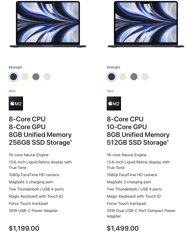 So sánh MacBook Air M2 256GB và 512GB? Có nên đầu tư nâng cấp SSD 5 Giá bán MacBook Air M2 512GB sẽ đắt hơn bản 256GB