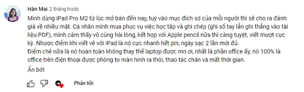 Review từ khách hàng sử dụng iPad Pro M2