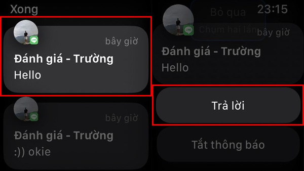 Chọn tin nhắn và câu trả lời