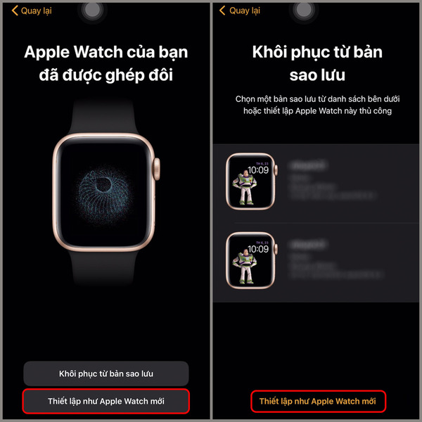 Thiết lập như Apple Watch mới