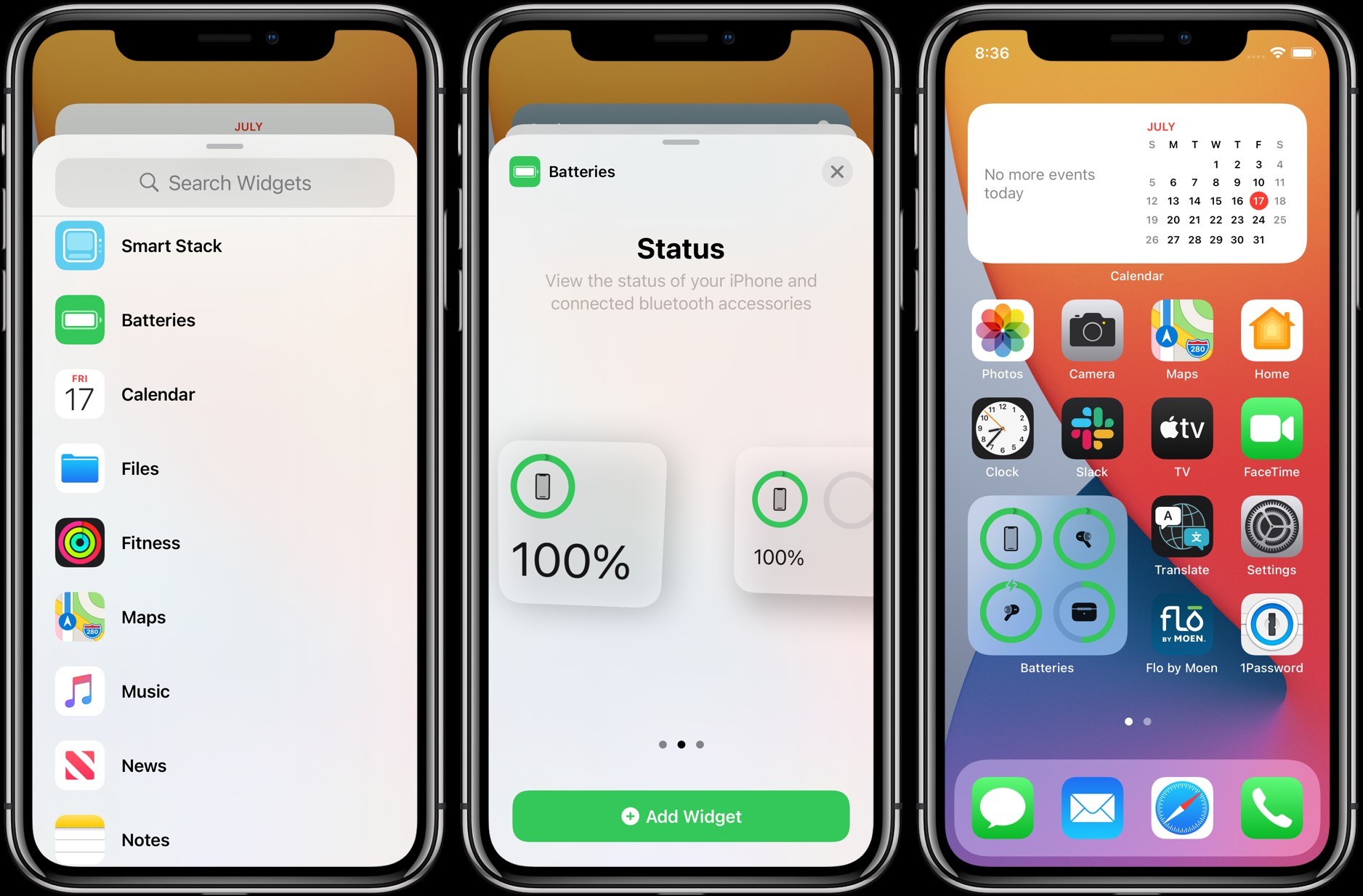 xem phần trăm pin AirPods thông qua tiện ích pin